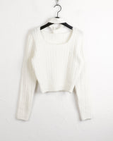 Rucle Choker Set Wool Square Neck Ribbed Knit