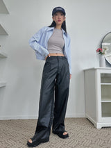 レザーストレートトラウザーズ / leather straight trousers