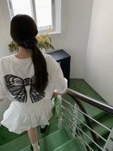 Balletcore Ribbon Loose Fit Short Sleeve Tee