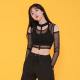 ショルダーメッシュクロップTシャツ / TOP(7807) Shoulder Mesh Crop Tee
