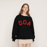 [UNISEX] GOA Flocking Back Smile Embroidery White Clip Sweatshirt (6658857009270)