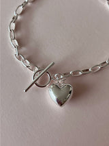 [92.5silver] heart toggle bracelet