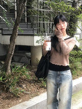 ビンテージツインキャットウォッシングデニムワイドパンツ