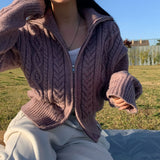 [BELLIDE MADE] Signal two-way twisted knit zip-up