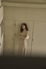 アンバランスニットドレス/UNBALANCED KNIT DRESS_OATMEAL