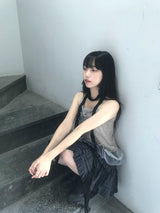 モリガールコルセットパンチングフリルレーススリーブレス