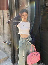 ナグランクロップドロングスリーブTシャツ/ Nagrang cropped long sleeve tee