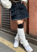 ビッグポケットフリンジビンテージデニムスカート / Big Pocket Fringe Vintage Denim Skirt