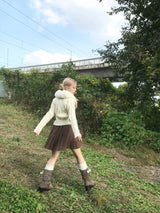 Aki Checkered Pleats Skirt