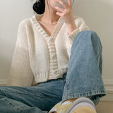 [3color] FLUID BALLOON V-NECK CARDIGAN