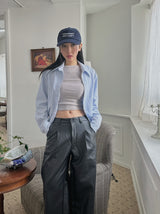 レザーストレートトラウザーズ / leather straight trousers