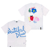 BEAUTIFUL DAY OVERSIZED T-SHIRTS WHITE MELANGE / BLACK (6566055444598)