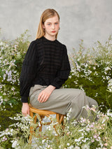 レースリンクルパフブラウス / Lace Wrinkle Puff Blouse (2colors)
