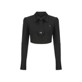 0 1 necktie crop shirt - BLACK (6681198493814)