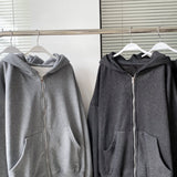 Black brushed pearl hooded zip-up