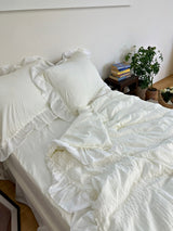 シャーリングラッフルサマーコンフォーターセット - Cream white - Q