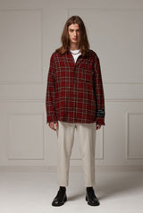 Loose-fit check shirts - Wine (4622120878198)