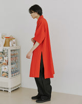 ユニセックスワイドスリーブロングシャツ/unisex wide sleeve long shirts red