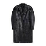 レザーシングルロングコート / Leather Single Long Coat (black)