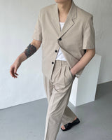 リネンショートスリーブショートジャケット / ECT Linen Short-Sleeved Short Jacket (2 colors)