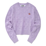 スモールチェリークロップ丈ニット／SMALL CHERRY CABLE CROP KNIT [LIGHT LAVENDER]