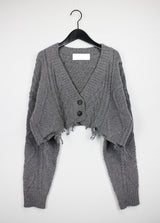 ダメージクロップニットカーディガン/Damage Crop Knit Cardigan (3color)