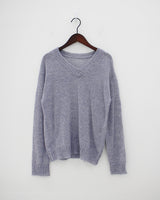 アルファシースルーVネックニット / Alpha see-through V-neck knit (4color)