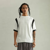 ショルダーコントラスト ハーフスリーブニット/SHOULDER CONTRAST HALF SLEEVE KNIT (WHITE)