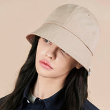 Monogram Label Round Bucket Hat Beige