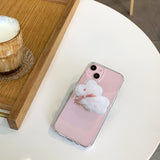 コットンバニーポポスマホグリップ/Cotton bunny popo Smart Tok ivory