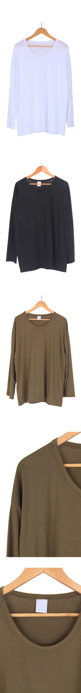オーバーサイズフィットUネックロングスリーブTシャツ / Oversized Fit U-Neck Long-Sleeved T-Shirt