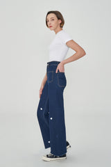 ワイドフィットハートシェープ刺繡ジーンズ/WIDE FIT HEART SHAPE EMBROIDERY JEAN [6887]