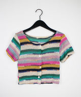 カラーショートスリーブカーディガン/Color short sleeve cardigan (2color)