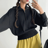 Half High-Neck Half Zip-Up Knitwear