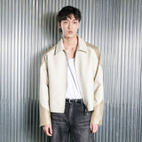 レーサーレザーブルゾン / Racer Leather Blueson (Cream Beige)