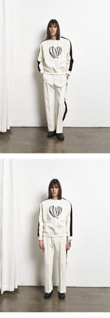 Mixed Fabric Knit KUYRI K Track Pants (Lucent Ivory)
