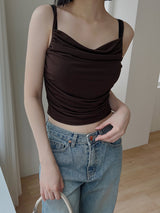 シルキードレープシャーリングスリーブレス / Silky Drape Shirring Sleeveless (2color)