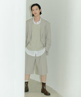 UNISEX PINTUCK STITCH BERMUDA PANTS M - LIGHT BEIGE (6689421557878)