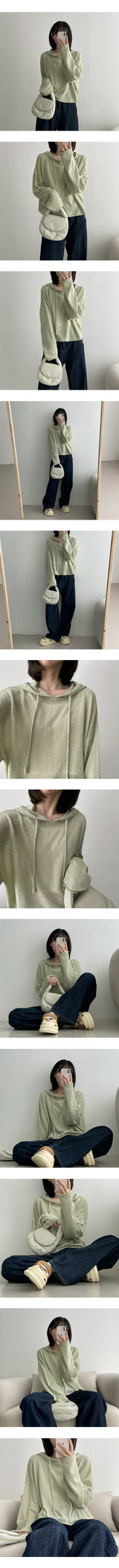 ブックルボックスクロップドニットフーディー / Bookle Box Cropped Knitwear Hoodie