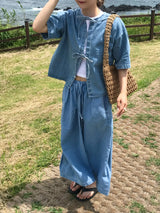 ガンブルセットアップブラウス