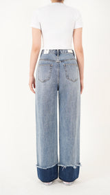 ワイドフィットロールアップデニムパンツ/WIDE FIT LIGHT BLUE ROLL UP DENIM PANTS [16635]