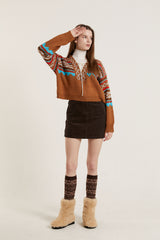 ジャガードレッグウォーマー / JACQUARD LEG WARMER_BROWN