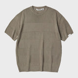 ブロックストライプ ハーフスリーブニット/BLOCK STRIPE HALF SLEEVE KNIT (KHAKI)