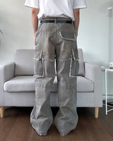 Sand Washed cargo cut denim pants
