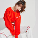 Oversize Line Point Crop Sweat shirt Red (6600739782774)