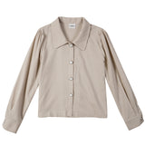 CHECK PUFF SHIRT_BEIGE (6600105525366)