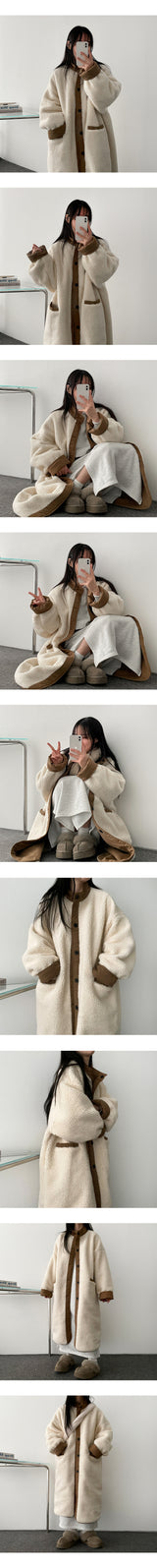 [Double-sided] [Wool] Lette Woolly Privacy Blonde Padded Bomber Jacket