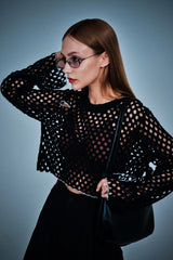 カットアウトネット長袖 / cut out net longsleeve