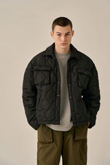 QUILTING SHIRT JACKET - BLACK