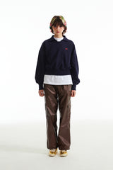 チェリーオープンカラースウェットシャツ / CHERRY OPEN COLLAR SWEATSHIRT [NAVY]